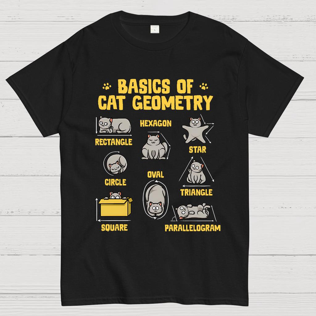 Basics of Cat Geometry Cotton Summer Casual Cool Loose T-Shirt