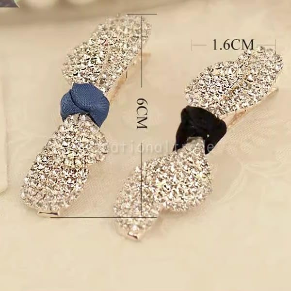 Заколка для волос, заколка-зажим из ленты, сверкающая бижутерия, заколка для волос, украшение для волос со стразами, симпатичная корейская серая 1 шт. [Schicksal.]