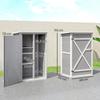 Wooden Small Shed, Garden Storage Shed with Shelves and Bolt Latch, 75L x 56W x115H cm, Grey
