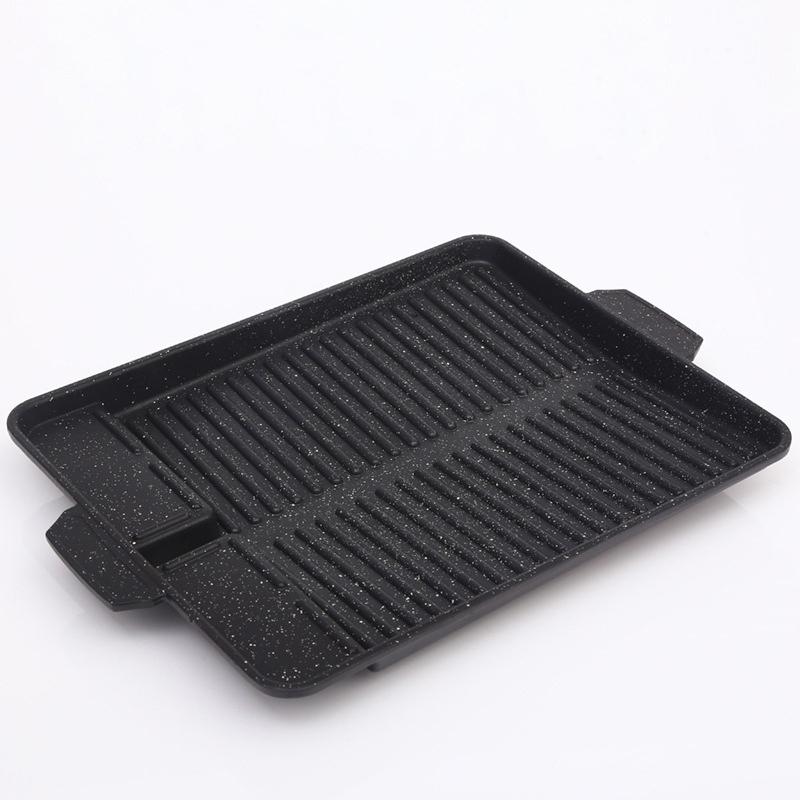 Non-stick BBQ Grill Pan Korean Style Charcoal Grill Barbecue Tray for Gas Stove Use Party Picnic BBQ Equipment