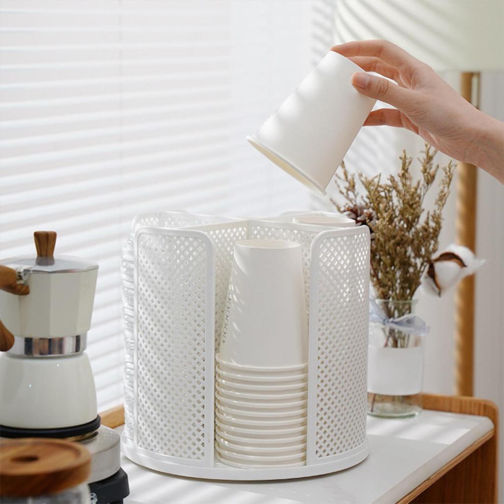 Вращающийся пластиковый органайзер для хранения стаканов 360° Диспенсер 4 отделения Держатель для стаканов и крышек Съемный настольный диспенсер для кофейных стаканов