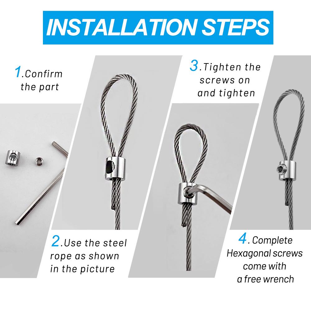 10pcs For 2mm Wire Rope Clamp Copper Suspension Clips Single Hole Retainer Clip Adjustable Screw Fixing Hardware Accessories