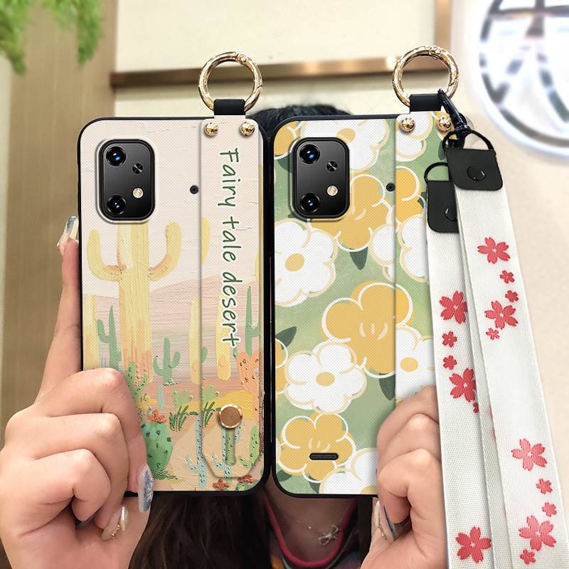 Oil Painting Flower Phone Case For UMIDIGI Bison X20 Wristband Wrist Strap Kickstand Soft Case Ring Protective Durable