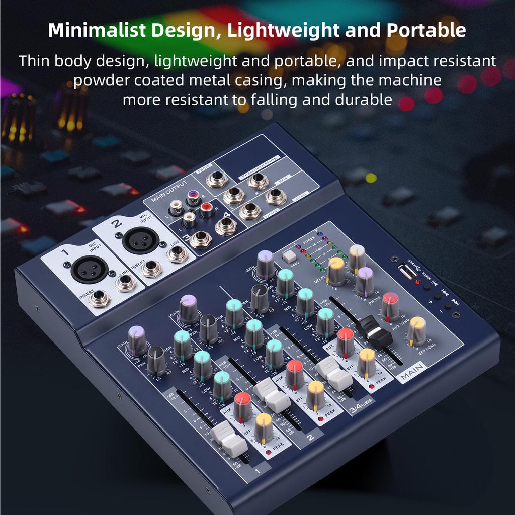 4-channel Mixing Console & Aux Paths Plus Effects Processor Digital Audio Mixer 3-band EQ Built-in