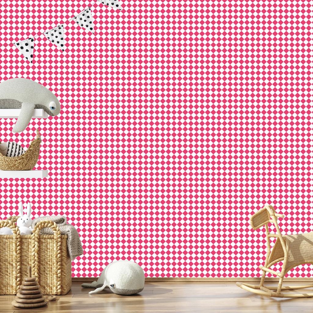 Geometric rhombus wallpaper powder pink, pink and white 50x1000
