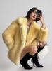 European and American winter fur coat women's medium and long loose suit collar imitation fox hair artificial fur coat