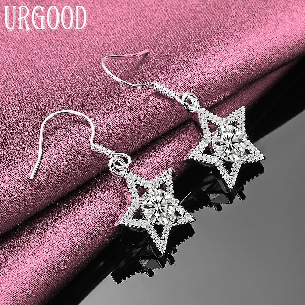 Серьги-звезды из стерлингового серебра 925 пробы с цирконами AAA, свадебные украшения