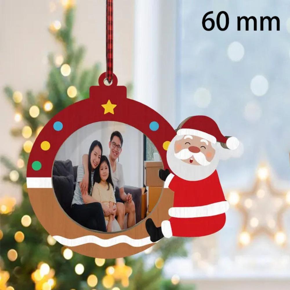 High Quality Wooden Picture Ornaments for Christmas Tree DIY with Hanging Ropes Photo Frame Gifts Xmas Tree Decorations