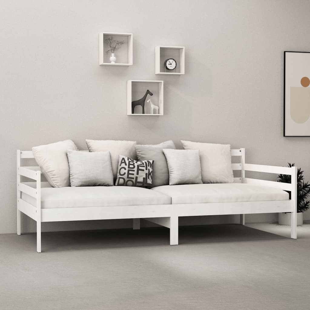 Daybed with Mattress 90x200 cm White Pine Solid Wood