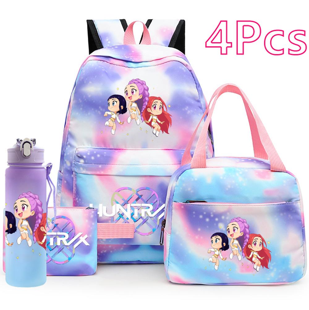 4 шт./набор Рюкзак с принтом K-pop, Сумка, Пенал с бутылкой для воды 750 мл для подростка, мальчика, девочки, школьный рюкзак, большая вместимость, водонепроницаемый, для книг, Mochila