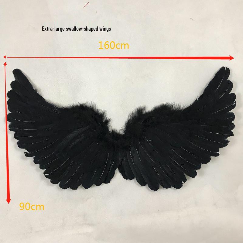 Adult Demon Black Elf Wings: Feathered Cosplay Decoration for Halloween