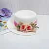 Summer new French simple lace with flower flat top straw hat top hat girls seaside elegant sun hat
