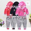 Kid Girlss Boys Infant Clothing Velour Winter Spring Long Sleeve Trousers Set With Hat Zipper Kidswear Aapparel