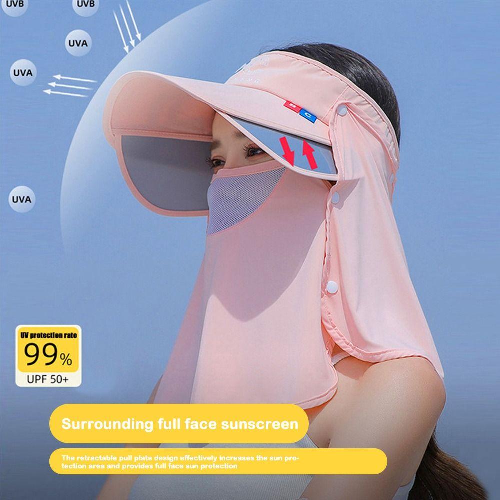 Protect Neck Beach Caps for Women Retractable Wide Brim Summer Hats Breathable Sun Hat Outdoor