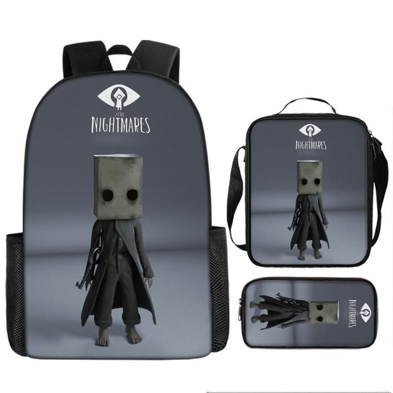 Little Nightmares Anime School Backpack Set Kids - 17 Inch Oxford Fabric Dual-Strap Bag With Crossbody Pouch Pencil Case