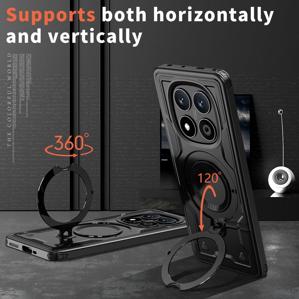 For Xiaomi Poco X7 5G/Redmi Turbo 4 Pro 5G Case Compatible with MagSafe Military Protection PC+TPU Kickstand Phone Cover