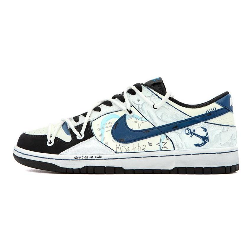Nike Кроссовки Dunk Ocean Coexistence, Amber Low top, мужские, для скейтбординга, черные, белые, синие, FD6923-100(Команда189-)