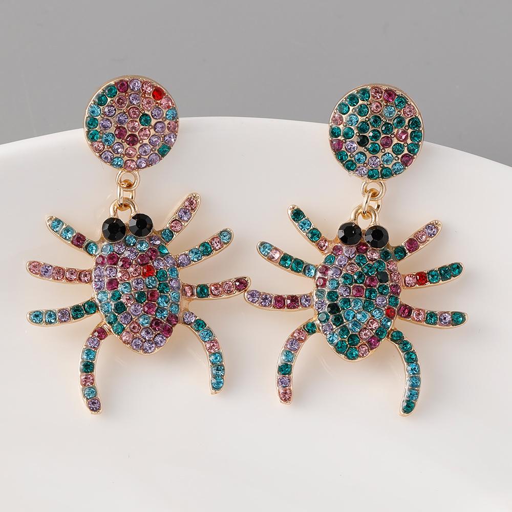 Европейские модные индивидуальные серьги-пауки со стразами, преувеличенные серьги-гвоздики с бриллиантами, дизайнерские модные ювелирные изделия, подарки