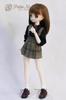 Petite Marie Scale BJD Jumper Skirt with Brown Ribbon and Black Blouse Set Check British Glen Plaid Jumper Skirt for 40cm BJD Dolls 1/3 (2 Pieces)