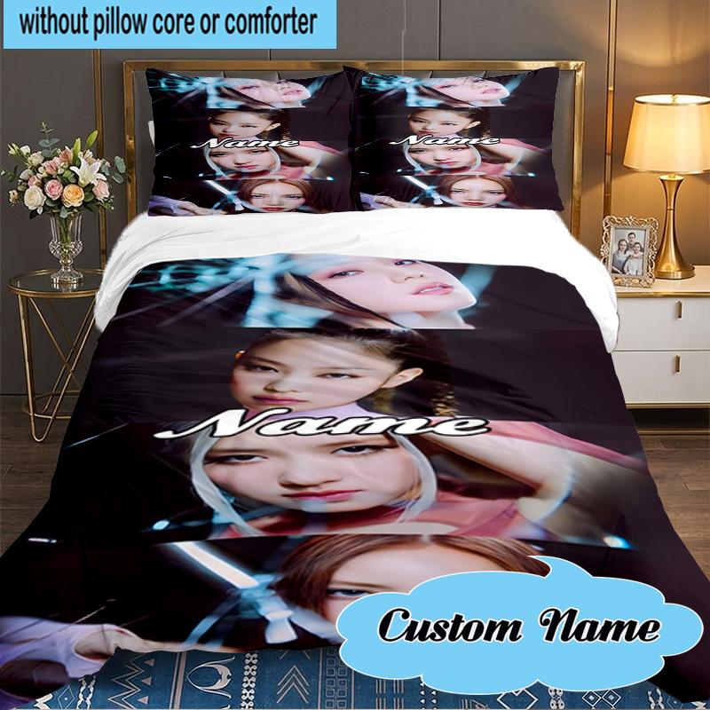 Custom Name 3PCS Kpop Group Fashion Bedding Set Including 1pc Duvet Cover And 2pcs Pillowcases for Bedroom, Dormitory Gift Home Decor