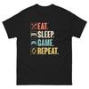 Игровая футболка EAT SLEEP GAME Repeat Tee Подарок фанату видеоигр Одежда Графическая футболка с коротким рукавом Унисекс Унисекс Женская Всесезонная