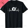 Vinyl Record Heartbeat Vintage Retro Old School DJ T-Shirt Print Original Design Gifts T Shirts Cotton Mens Clothing Camisas