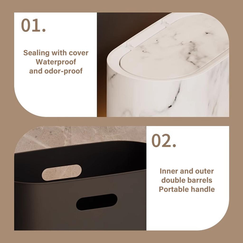 Small Trash Can With Concealed Lid Waste Bin Perfect For Tight Space In Bathroom Or Laundry Room Garbage Can