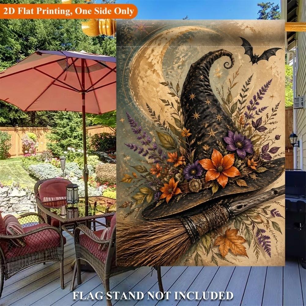 Linen Halloween Fall Pumpkin Garden Flag Rustic Style Ghost Welcome Flag  Porch