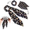 Pastoral Floral Print Long Ribbon Hair Ties Romantic Flower Patterned Ponytail Holders Fresh Spring Style Decorative Headwear