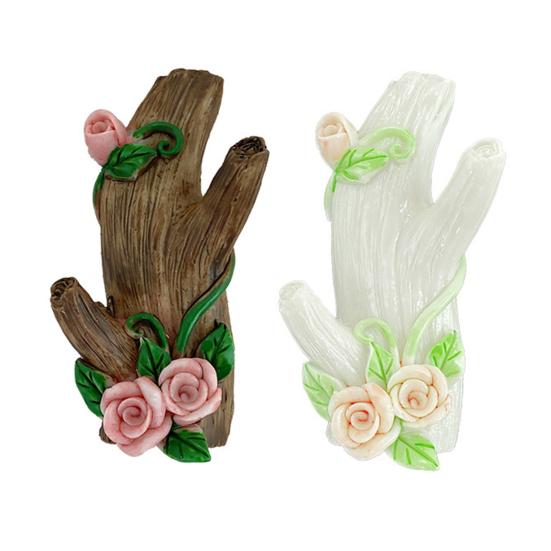 1 Pair Wall Art Hooks Key Hanger Decorative Hooks with Adhesive Resin Flowers And Tree