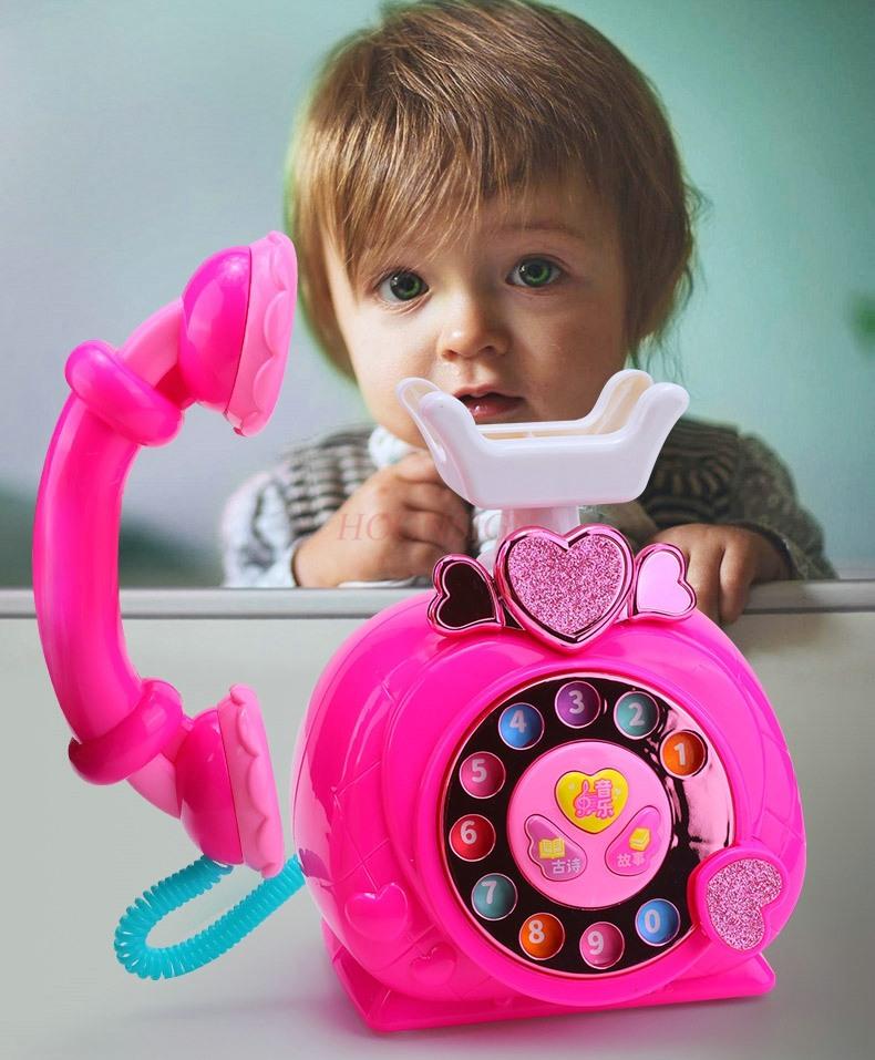 Стационарный телефон для малышей 1-3 лет, Телефон для раннего развития детей 1-2 лет, Игрушка-симулятор телефона для детей, Девочка 3 лет