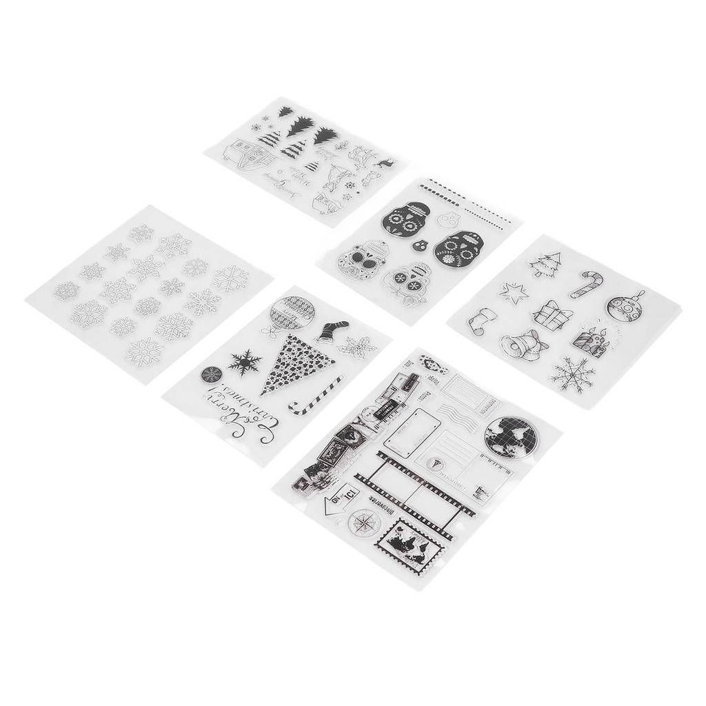 6 листов прозрачных марок с изображением черепа пары, карта путешествий, рождественских украшений, прозрачные марки для