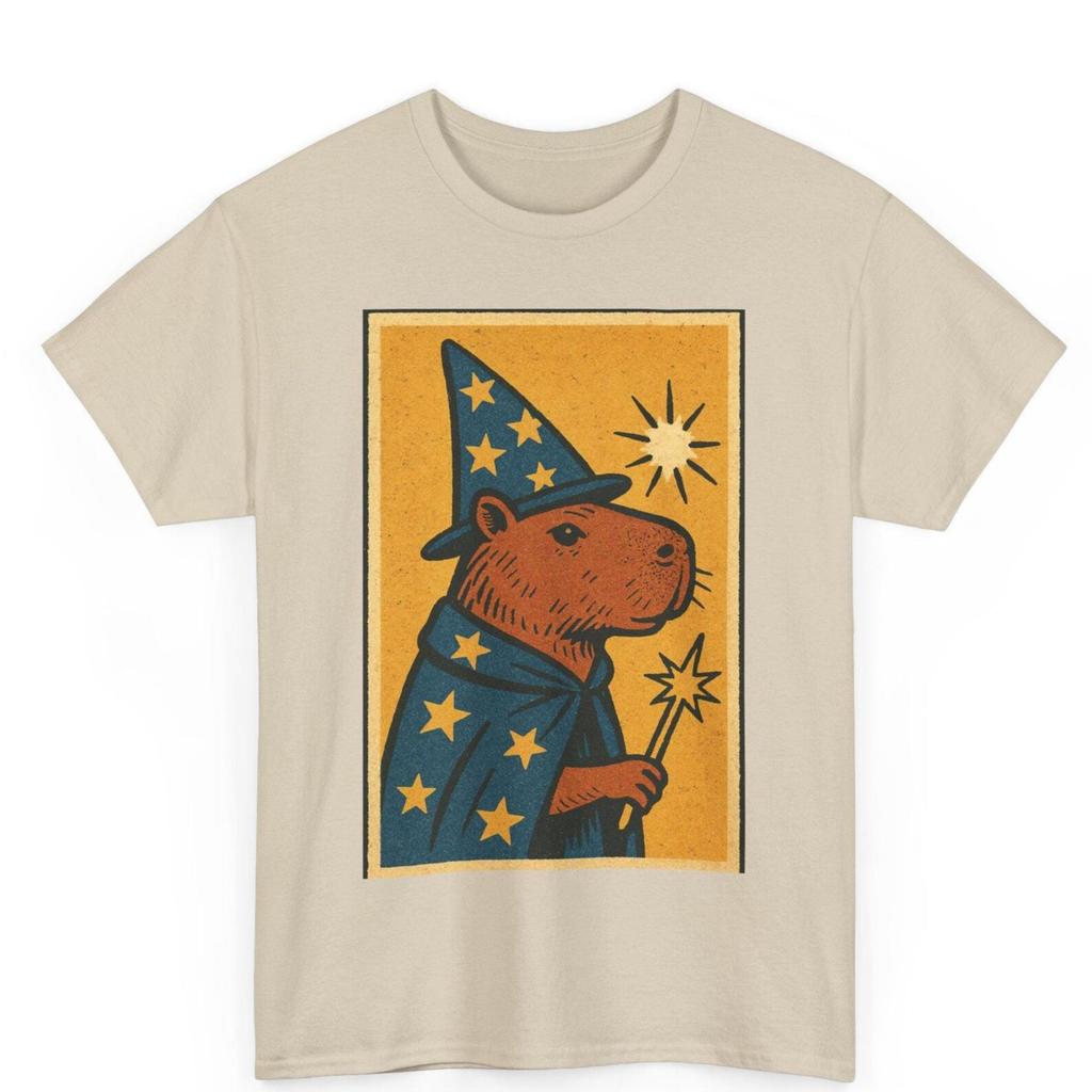 Wizard Capybara T-Shirt: Funny Retro Fantasy Animal Graphic Tee
