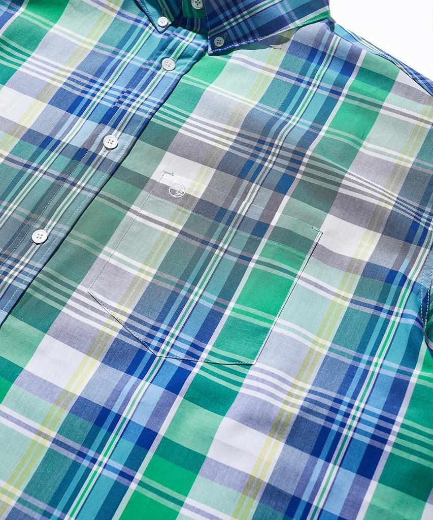 SOUNDSLIFE [Japan Fabric] Back Loop Short Sleeve Check Shirt Blue