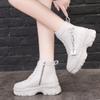 Autumn High Platform Boots 8CM High Heels Women Thick Sole Ankle Shoes Leather Wedge Sneakers Keep Warm Winter Plush Boots2024