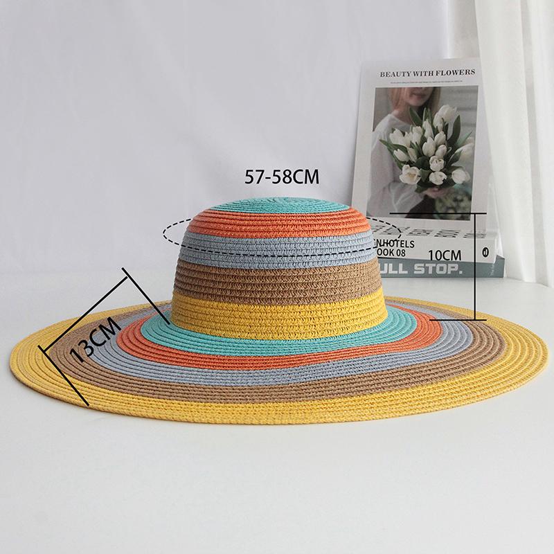 Летняя женская соломенная шляпа с широкими полями в полоску от солнца - дышащая, складная, универсальная, для активного отдыха, платья для женщин