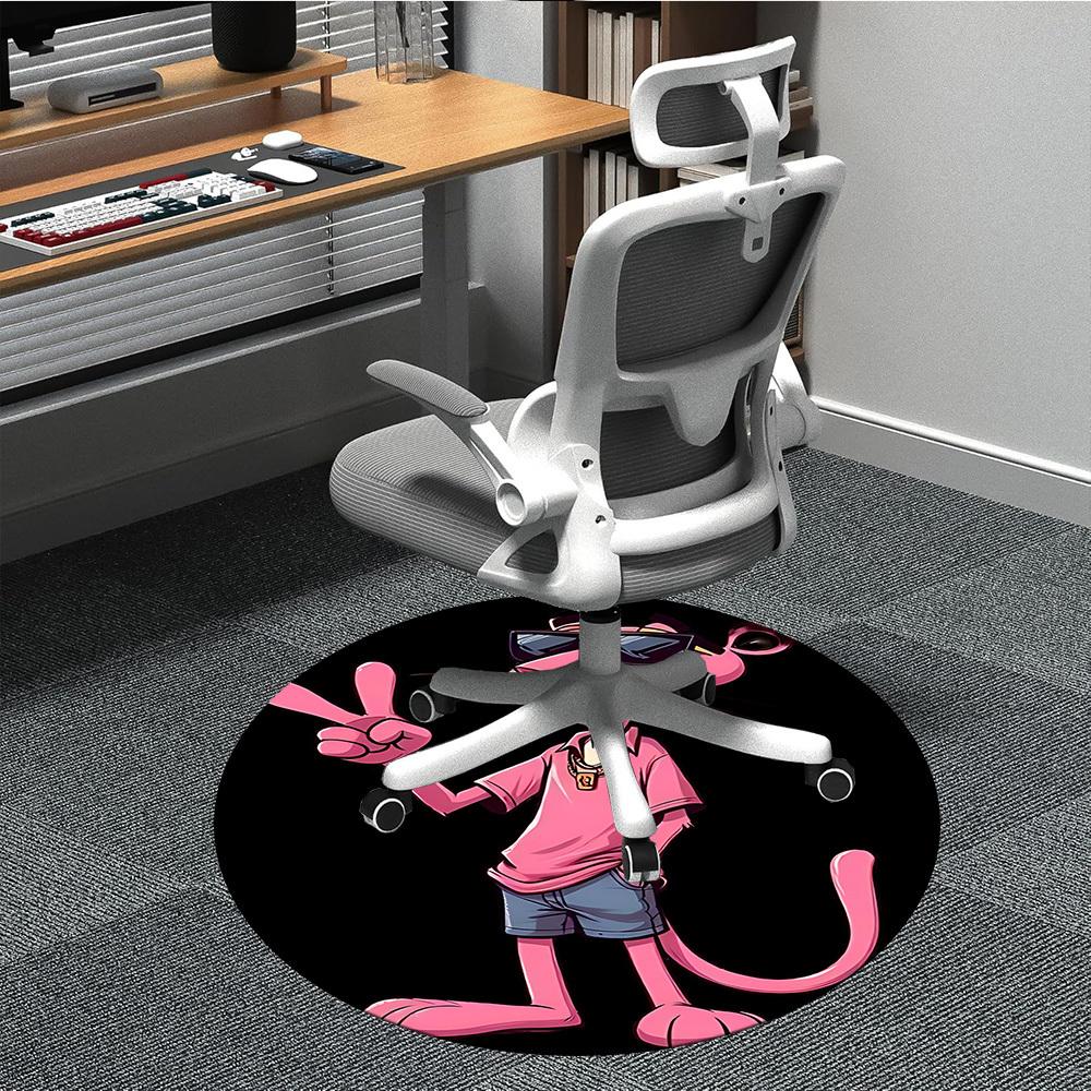 1PC Pink Panther Office Round Area Rug, Indoor Mat Suitable For Office, Under Office Chairs Bedroom Living Room Home Decor DT1212075