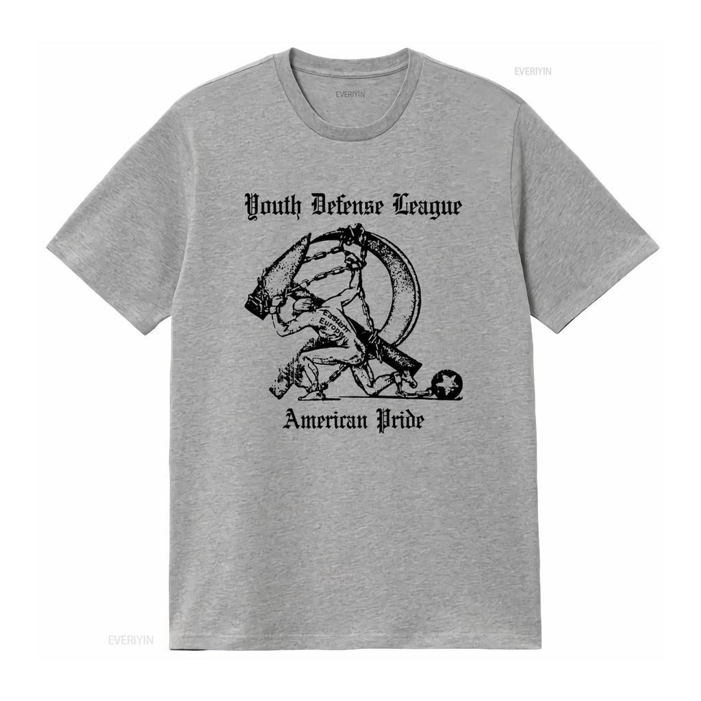 Футболка Youth Defense League с принтом American Pride Стильный и патриотичный дизайн для винтажной стирки Повседневная Дышащая