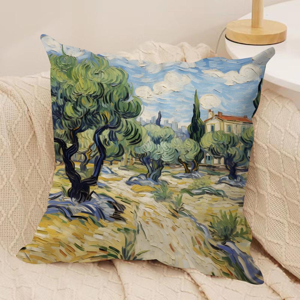 Classic VVanGogh Art Cushion Cover Short plush Doublesided Print Square Throw Pillow Covers Sofa Home Cushion Decor