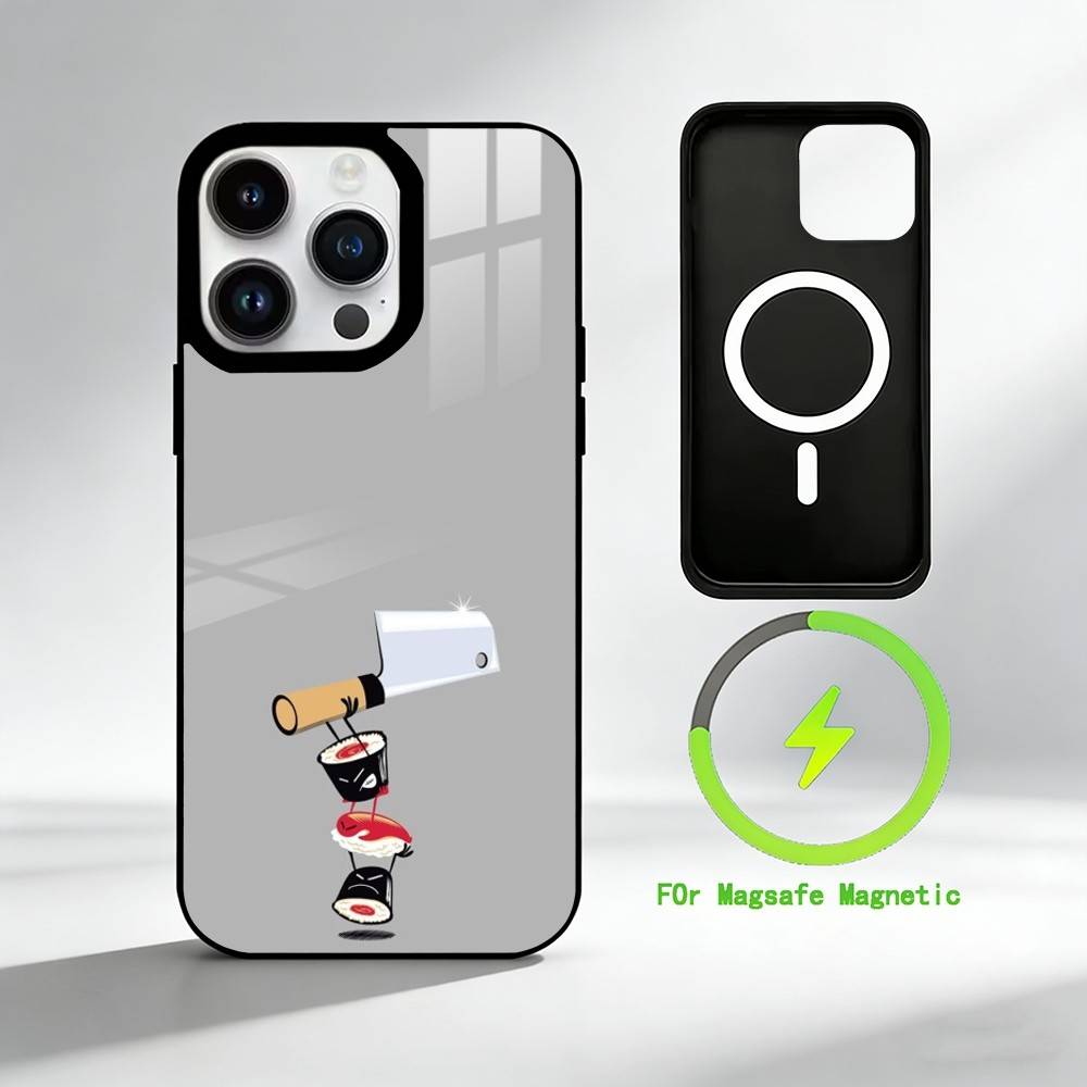 L-Интересный мультяшный минимализм Чехол для телефона для iPhone 17 16 15 14 13 12 Pro Max Plus для Зеркальной Беспроводной Магнитной Крышки