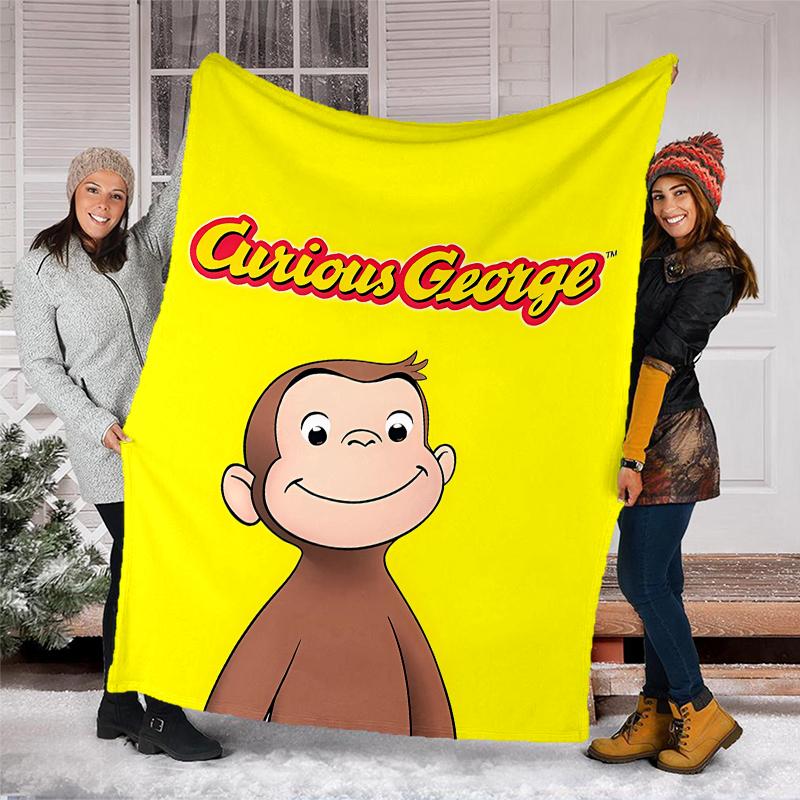 Curious George Theme Printed Blanket - Perfect for Couch, Bed, Travel & Outdoor Use | Machine Washable, Cozy & Durable.