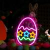 Threan Easter Egg Neon Signs Easter Decorations Light Up LED Neon Sign Light USB Wall Bar Living Room Decor for Spring Decor Party Home Bedroom Table