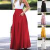 Women Maxi Skirt High Waist Breathable Large Hem Long Skirt with Pockets Commuter Style Party Slimming Skirt