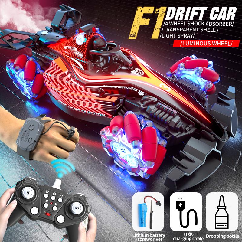 Jhd Q186 Jjrc Single Control Hand Gesture Double Control Cool Light Spray Rc Racing Toy Remote Control Stunt Car Q186 Toys Gifts