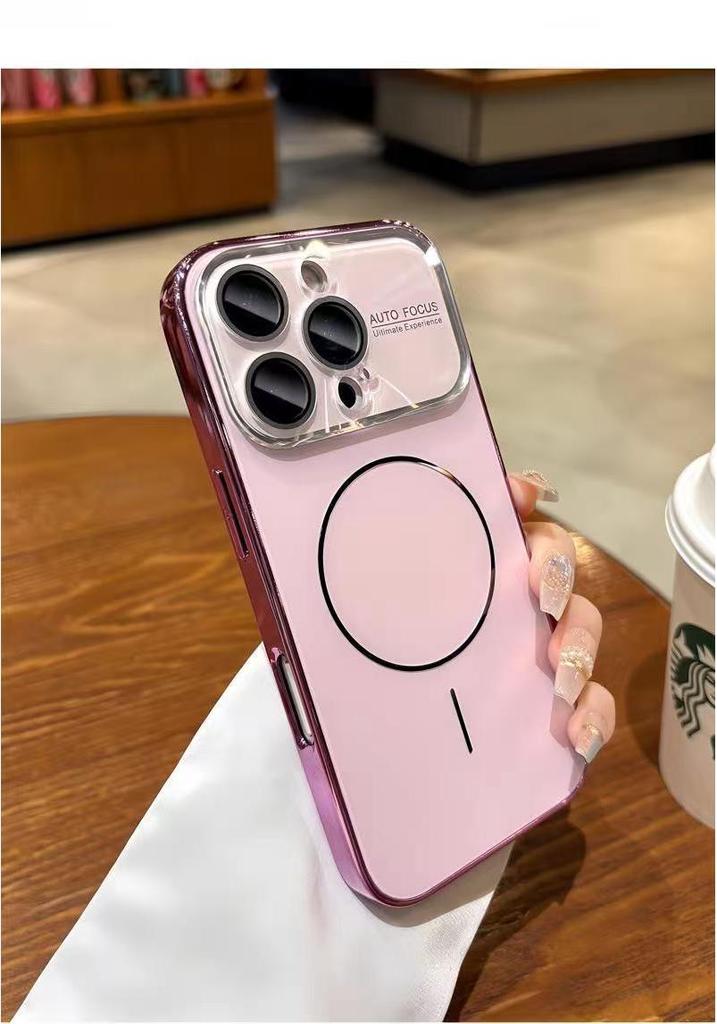 Apple 17 Pro Max Электрооцинкованный Магнитный Чехол с AG Матовым Защитным Стеклом на Весь Объектив для iPhone 16