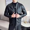 Autumn and Winter New Men's Leather Jackets, Men's Slim Korean Style Baseball Collar Leather Jackets, Casual Jackets, Trendy Simple Youth Tops