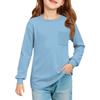 Girls' Long Sleeve Blouse - Round Neck Soft Waist Tunic