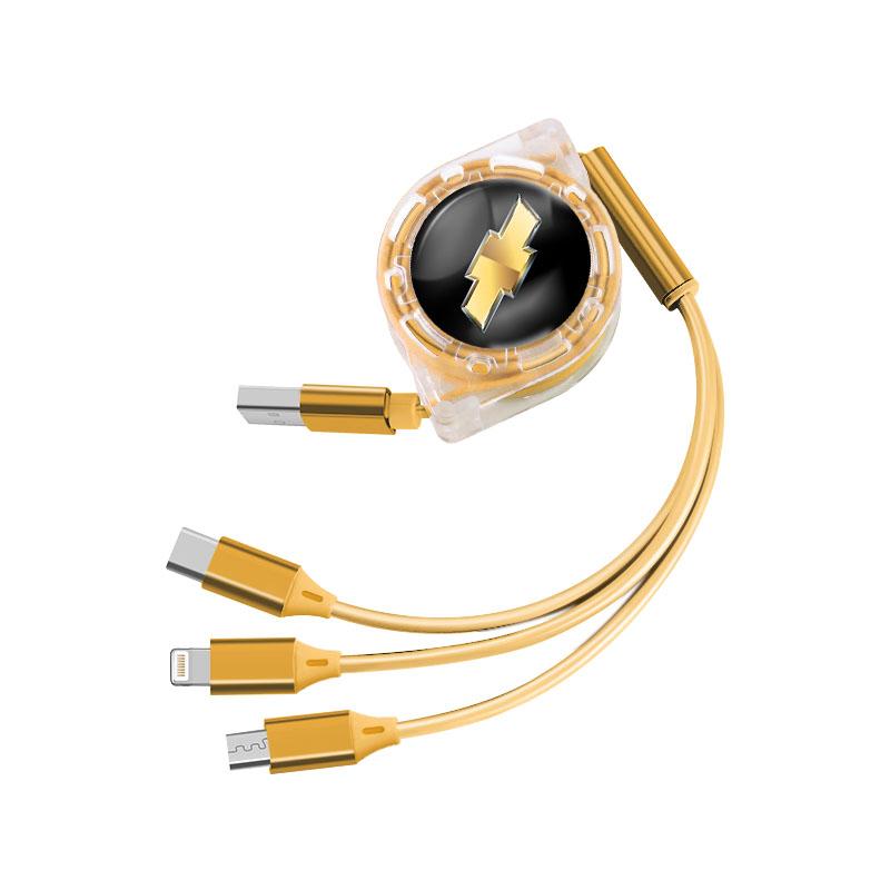 FRF1 Multifunctional Car 3 In 1 Micro USB Type C Charging Cable Multi Charger for Chevrolet Spark Captiva Cruze Tracker Orlando Trax