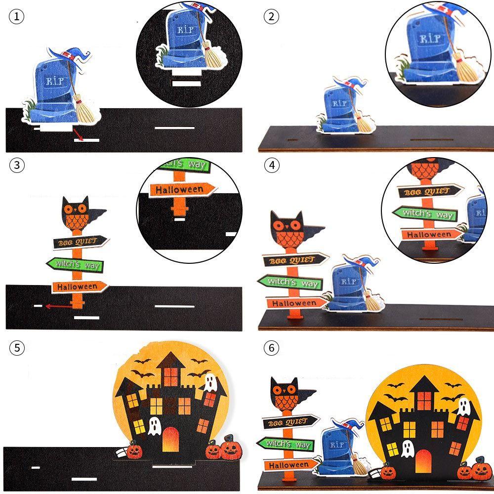 3D Ghost Castle Desktop Ornament Cartoon Halloween Decoration Stand  Scene Layout