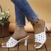 Cool Slippers Women's Fashion Slippers Rivet Open-toed Versatile Slippers Stiletto Slippers Women 43